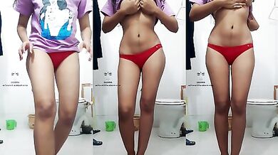 Chennai girl sucking own boobs in bathroom