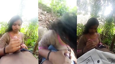 Tamil girl manju doing handjob in forest