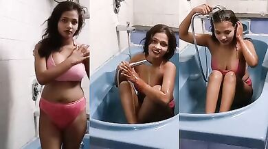 Goa party girl half nude bathing in tub