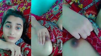 College girl apni boobs aur pink nipples dabati hui