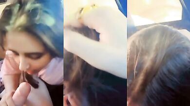 Muslim girl giving blowjob in car