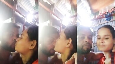 Village couple liplock selfie camera video