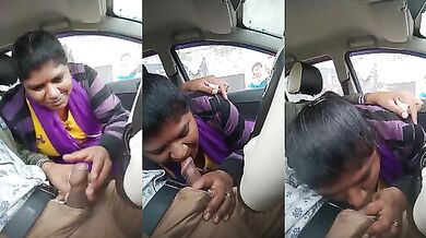 Tamil bhabhi blowjob de rahi hai car mein