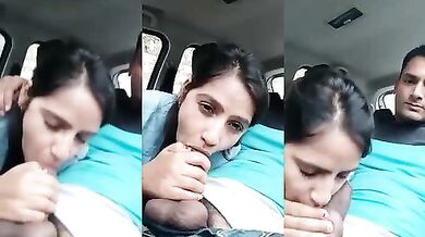 College girl car mein deep blowjob de rahi hai