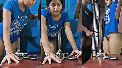 Cute couple rainy day sex in home