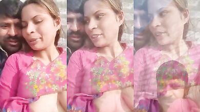 Village uncle and girl outside romance