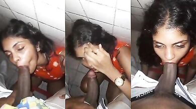 Sucking my uncle's son black dick in bathroom