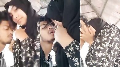 Horny Muslim girl kissing with BF