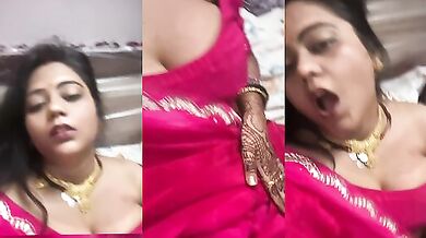 Chhattisgarh pink saree Bhabhi horny mood