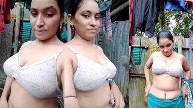 Village Bhabhi half nude before bath