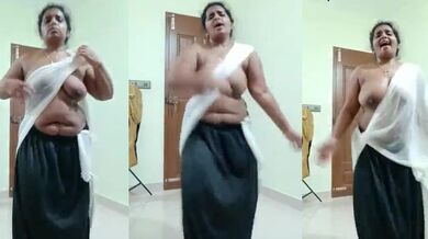 Mallu Chechi's half-nude saree dance