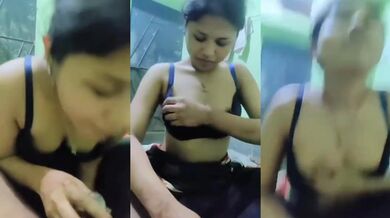 Assam village girl sucks the boobs before blowjob
